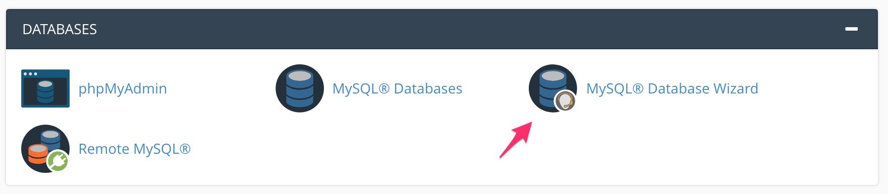 launching mysql database wizard from cpanel