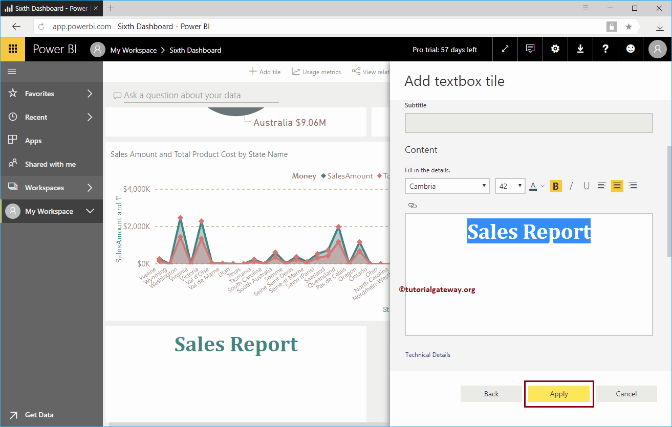 Agregar título al panel de Power BI 8