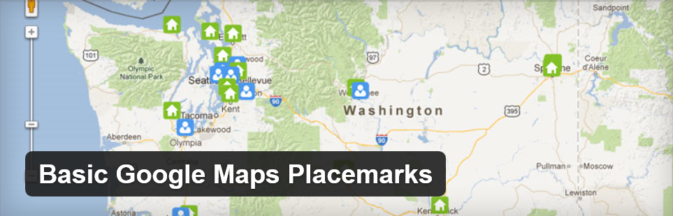 La imagen de título básica de Google Maps Placemarks de WordPress.org
