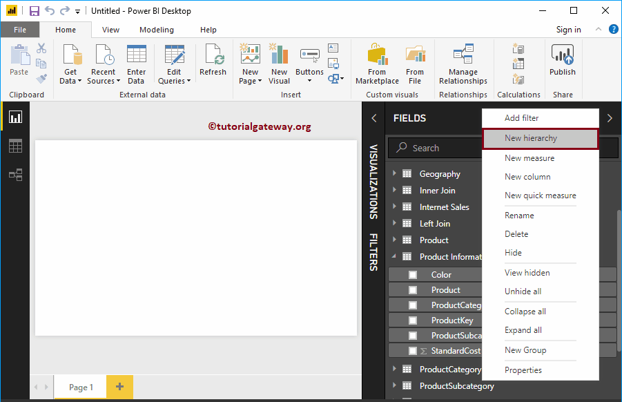 </noscript>Create hierarchy in Power BI