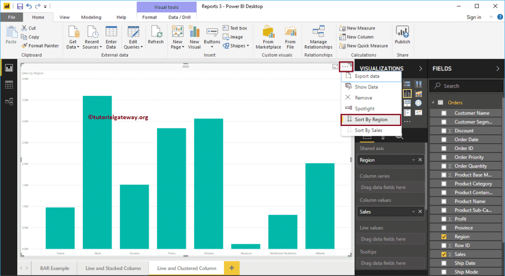 Clustered column and line chart in Power BI - R Marketing Digital