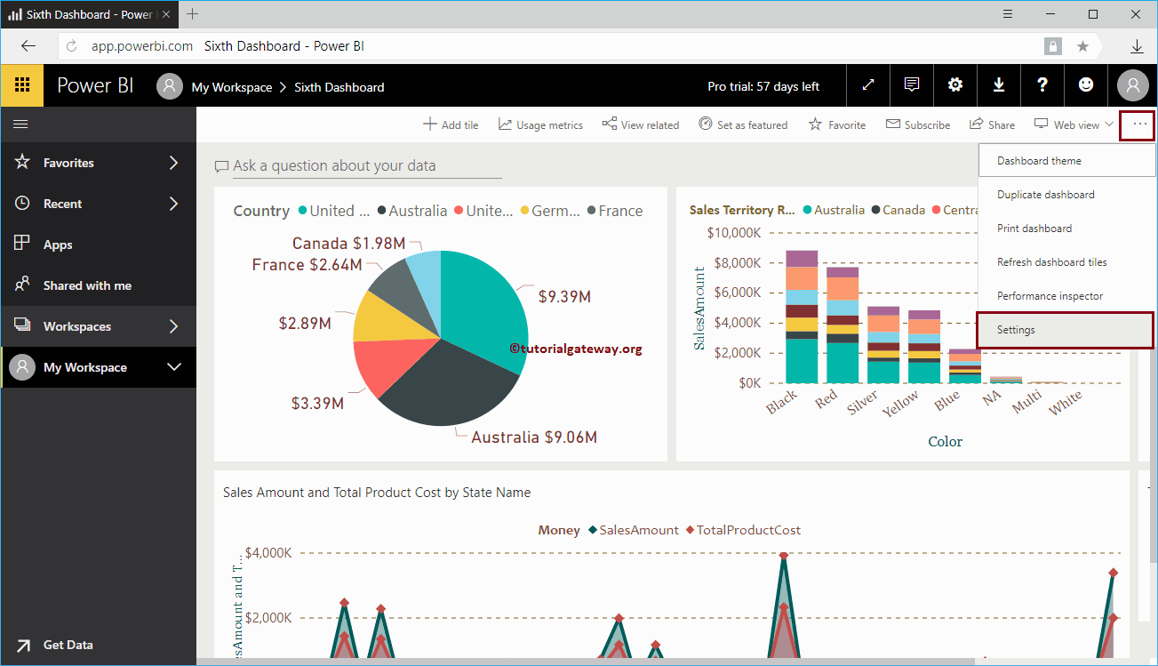 Configuración del panel de Power BI 2