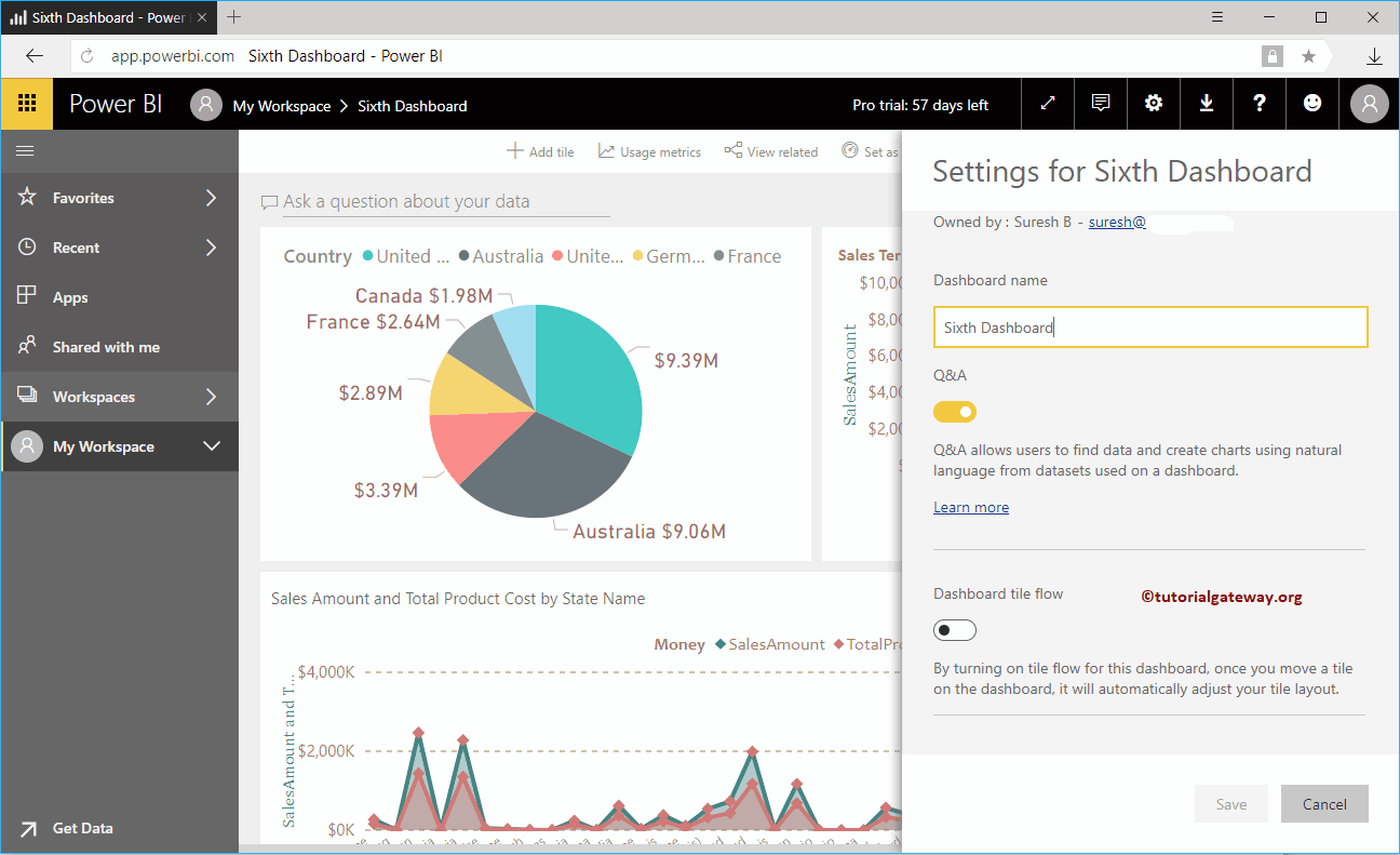 Configuración del panel de Power BI 3