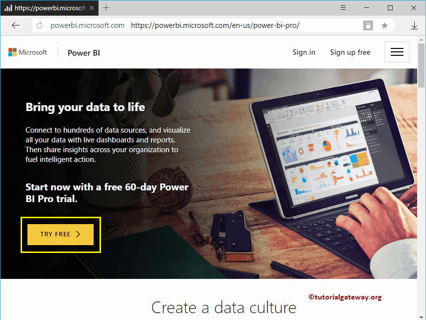 Registrarse en el servicio 1 de Power BI