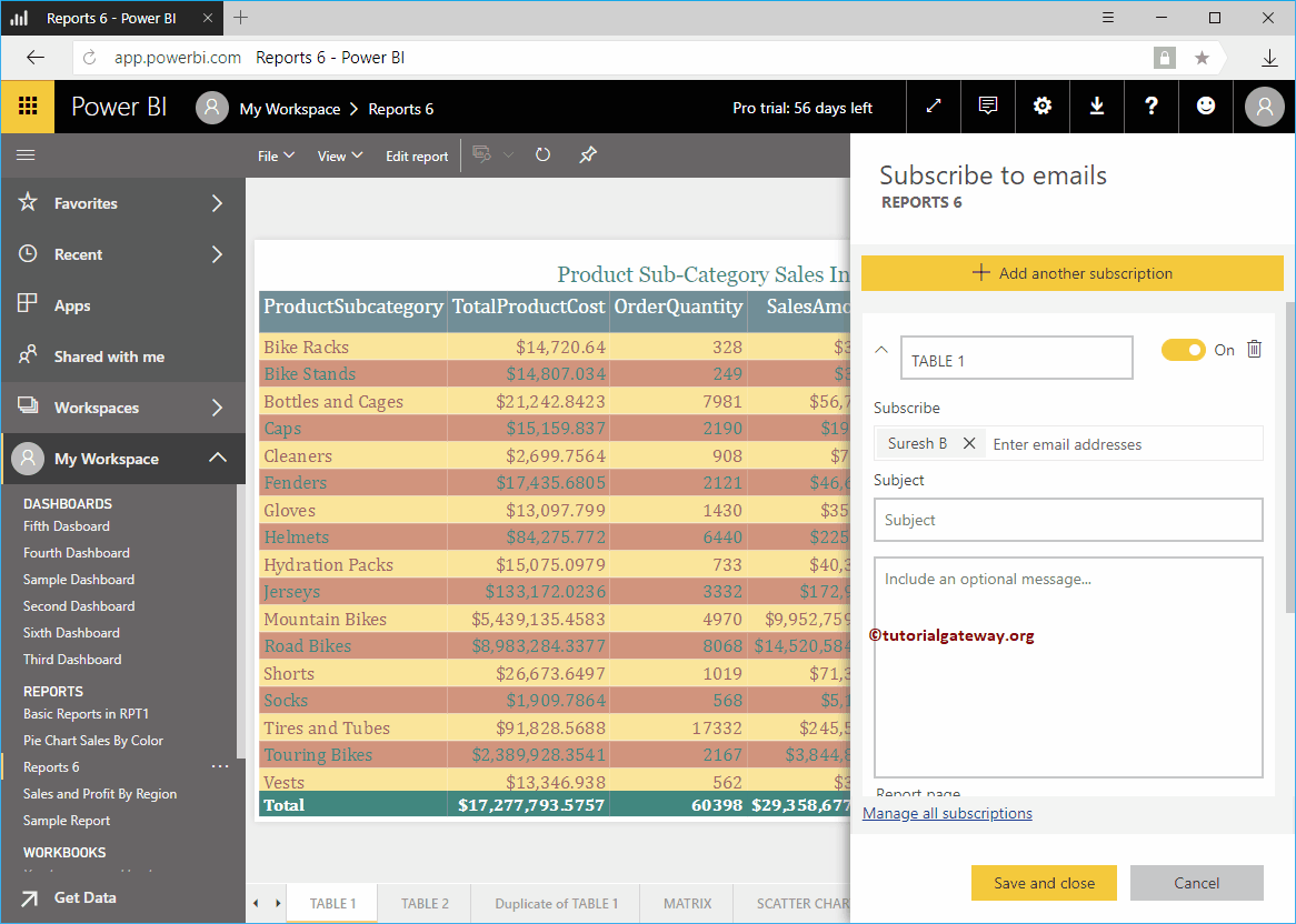 Suscripción al informe de Power BI 3