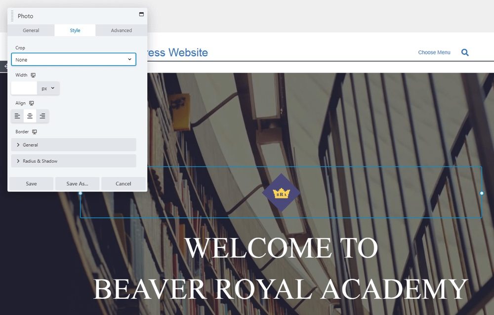 Configuración de estilo de Beaver Builder