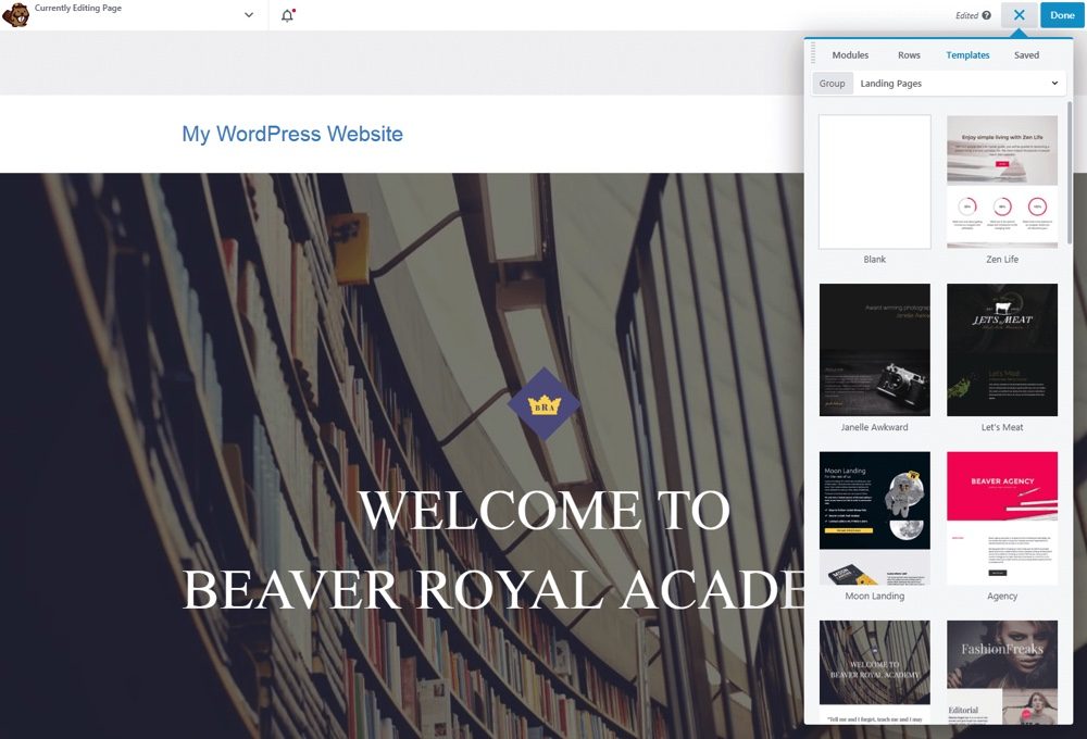 Plantillas de Beaver Builder