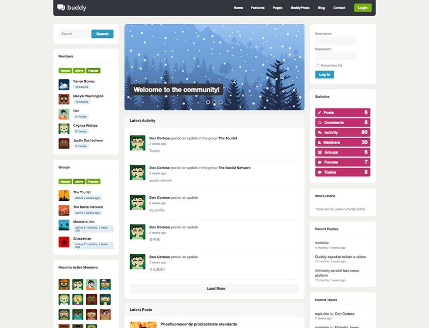 Buddy Multipropósito BuddyPress Tema de WordPress