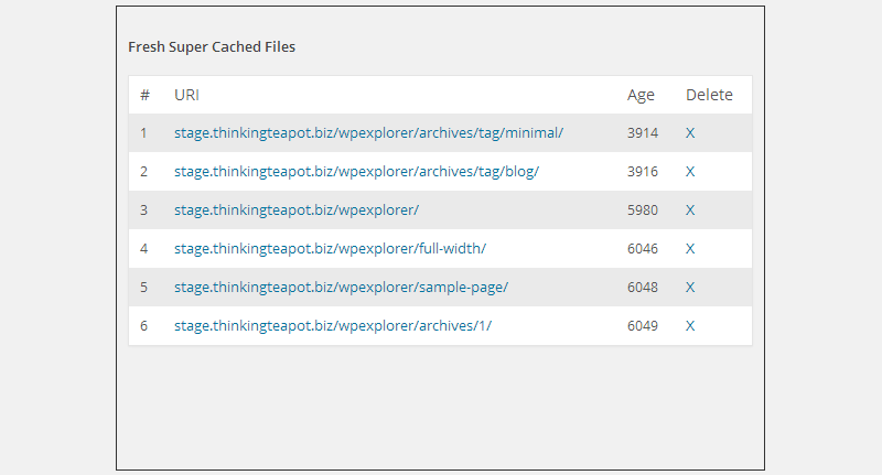 Lista de todos los archivos en caché