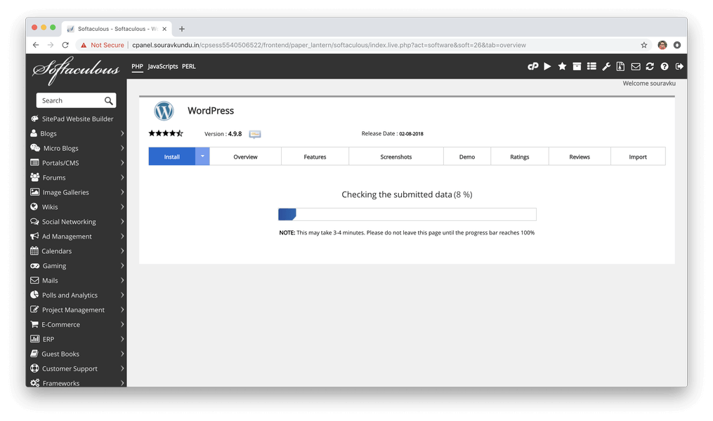 Installieren Sie WordPress mit Softaculous-Panel-6-Processing-6066130