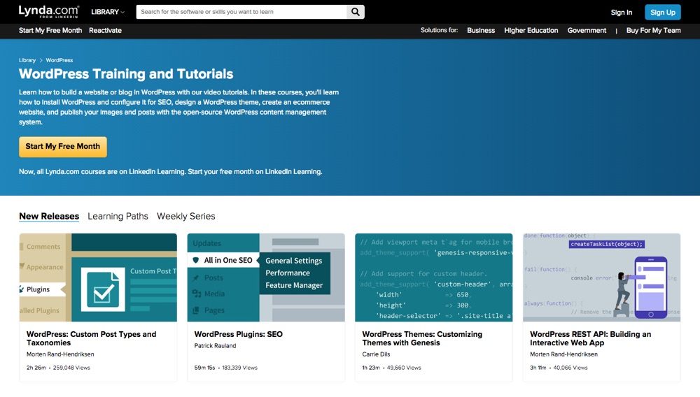 Various WordPress Courses at Lynda.com