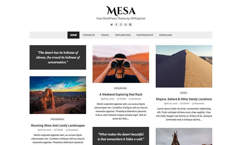 Tema WordPress gratuito de Mesa