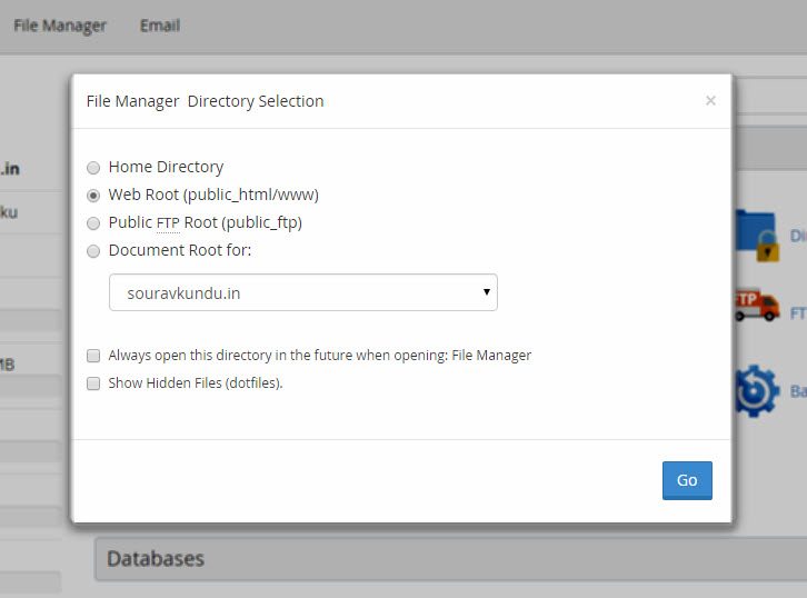 cPanel File Manager Default Directory