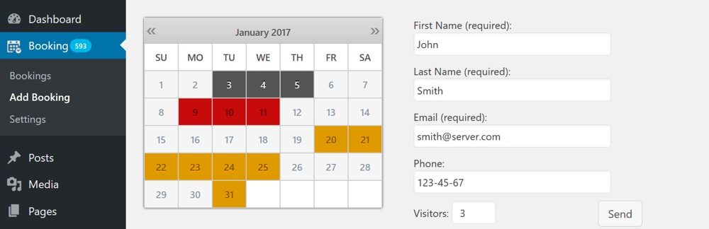 Complemento de calendario de reservas