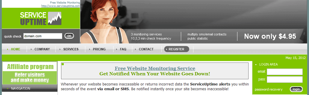 service de disponibilité des services gratuits pour surveiller un site Web