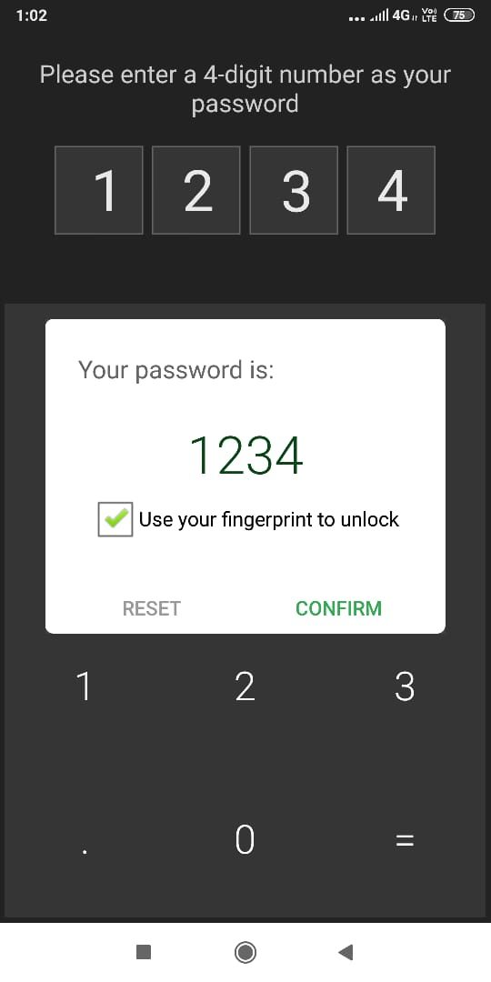 Geben Sie ein 4-stelliges Passwort für den Rechner ein. Tresor-App-7069296