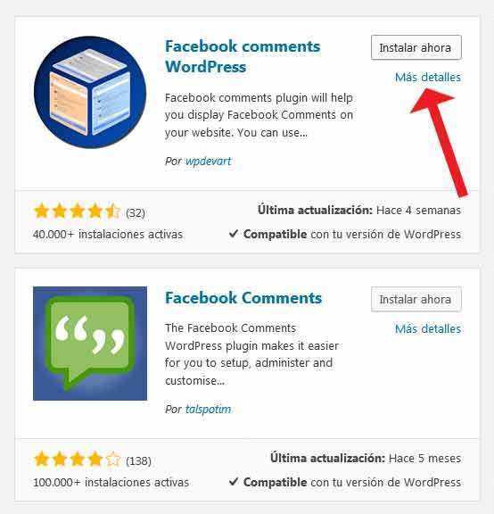 Facebook comments WordPress Instalar
