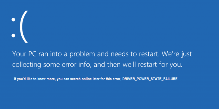 driver power state failure windows 10 bios