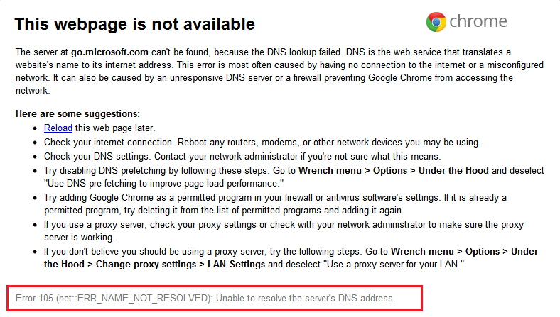 ✅ Corregir el código de error 105 en Google Chrome