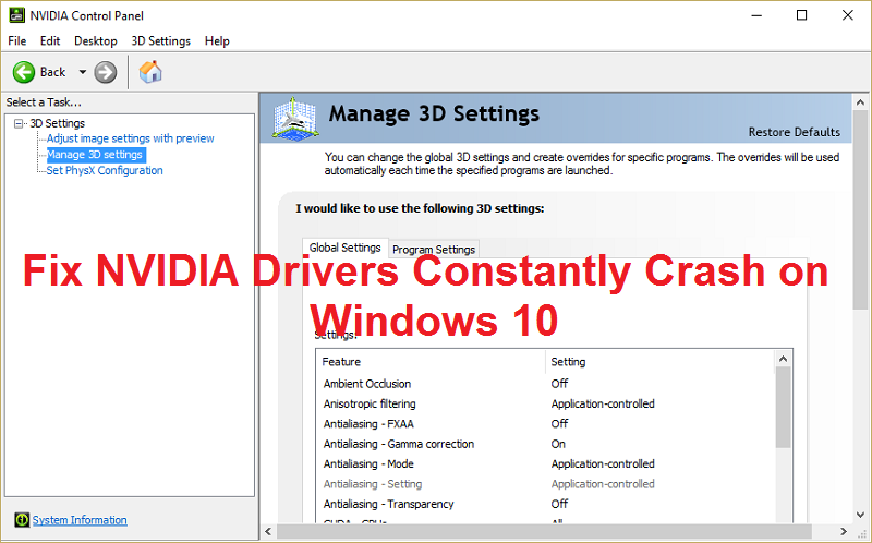 ✅ Arreglar los controladores de NVIDIA constantemente se bloquea en Windows 10