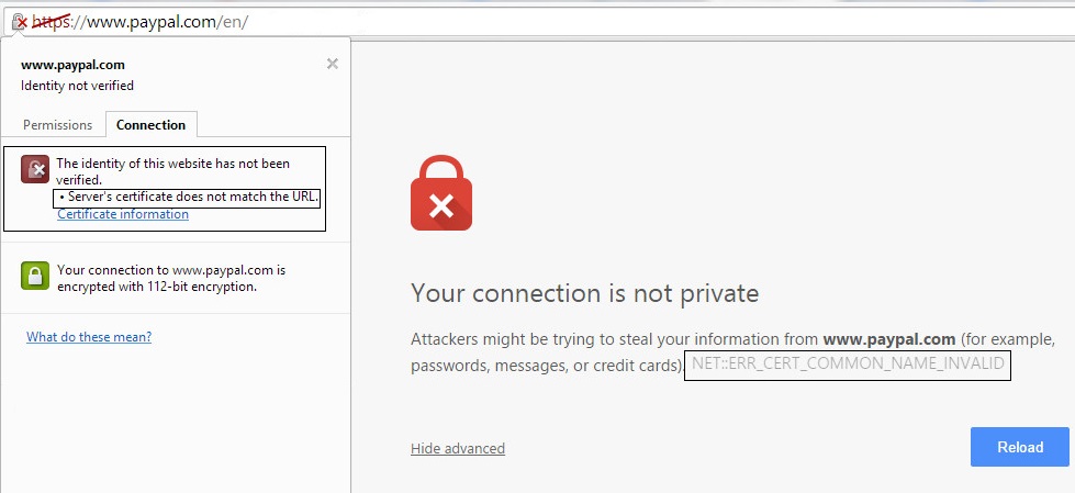 ✅ El certificado del servidor de Google Chrome no coincide con la corrección de la URL
