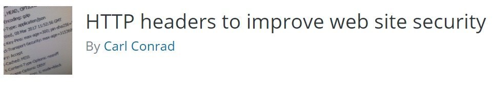 HTTP headers to improve web site security