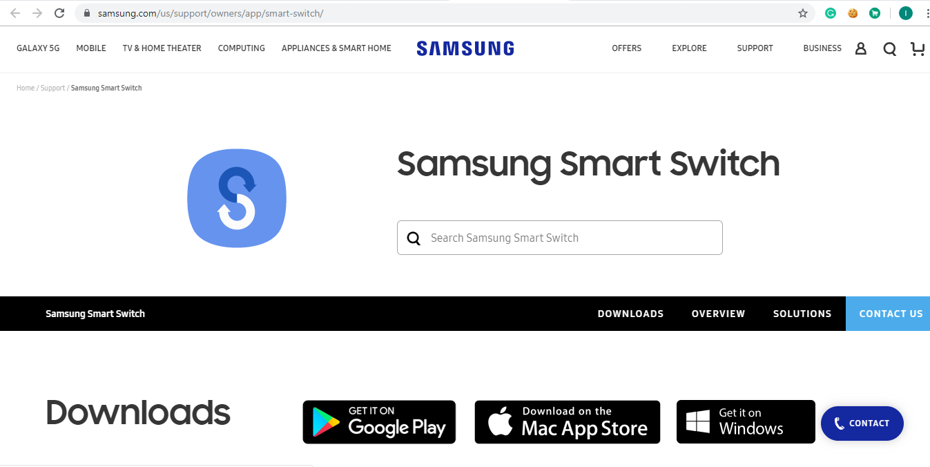 Navigieren Sie zur Samsung Smart-Switch-Website 1231886