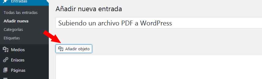 Subiendo un archivo PDF a WordPress