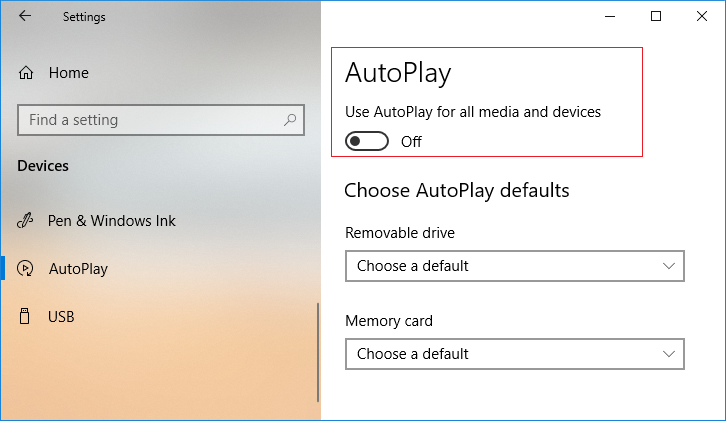 Um die Autoplay-Funktion zu deaktivieren, schalten Sie einfach den Schalter für die Verwendung aus. Autoplay für alle Medien und Geräte 9427367