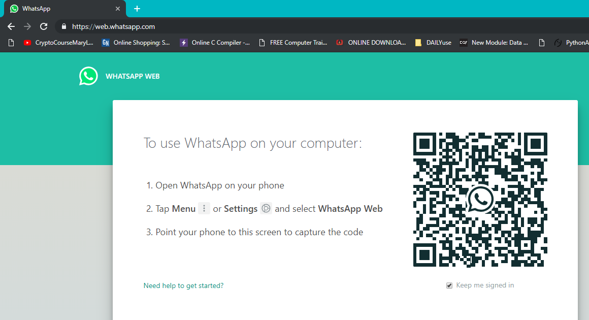 Sie werden eine neue WhatsApp-Seite mit einem QR-Code 7989745 sehen