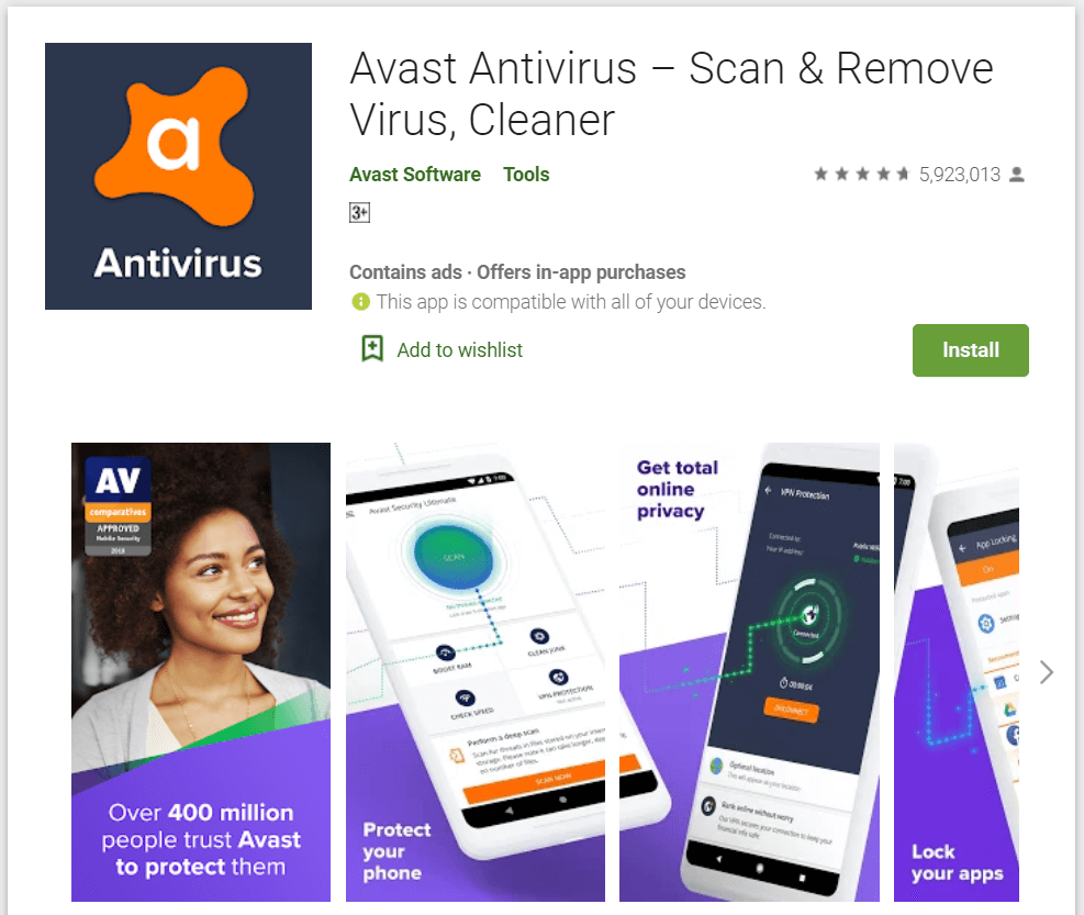 avast free mobile security ads