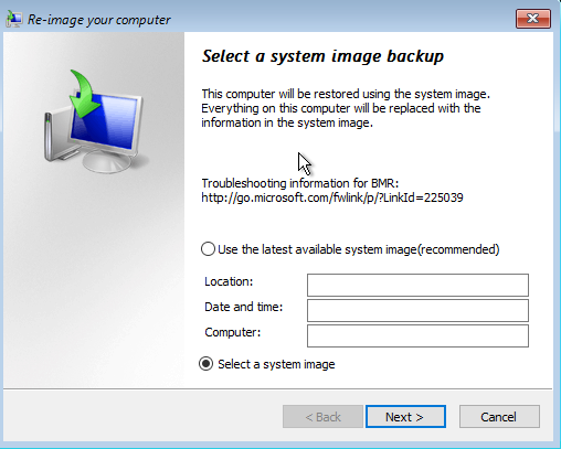 Häkchen bei Auswahl eines System-Image-Backups 1-3967306