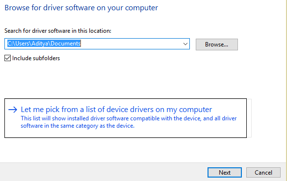 Lassen Sie mich aus einer Liste von Gerätetreibern auf meinem Computer 30-4048631 auswählen
