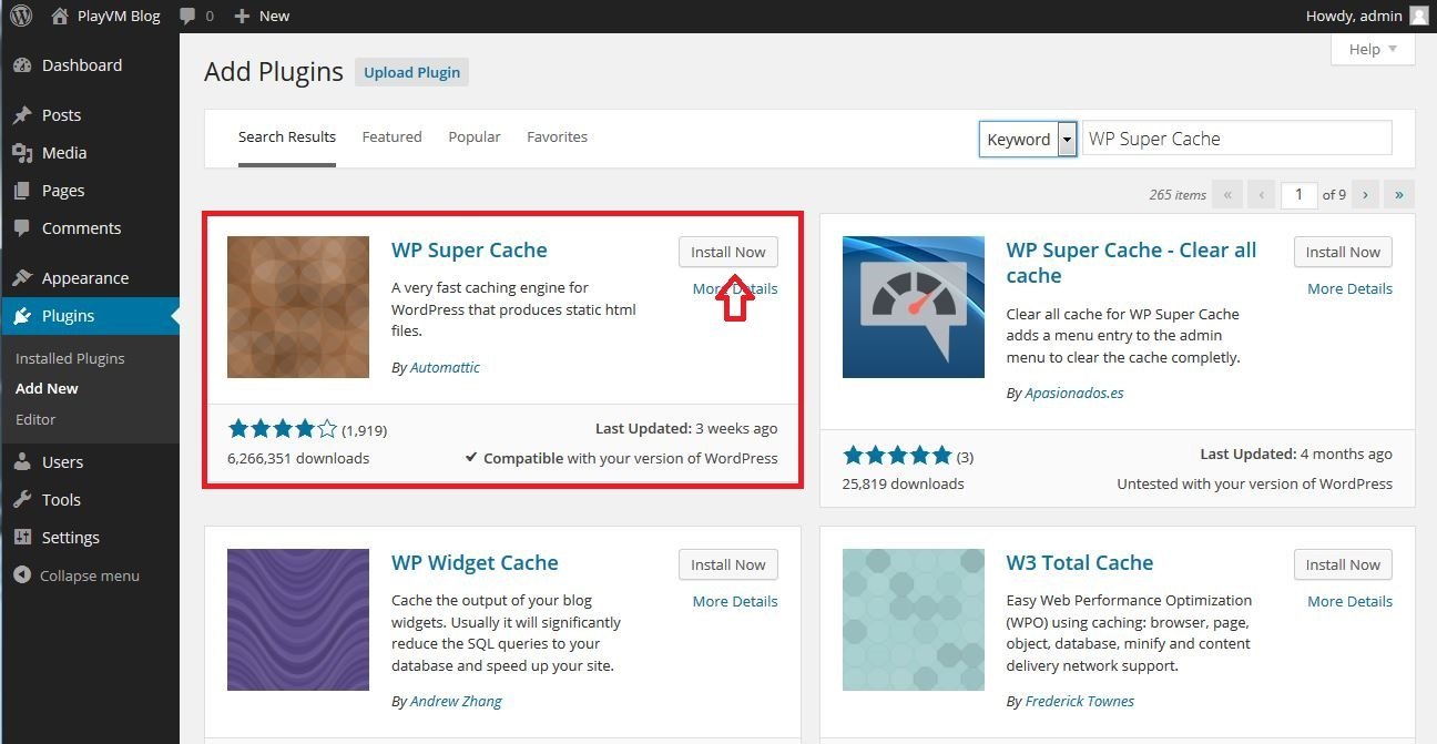 Search WP Super Caché plugin