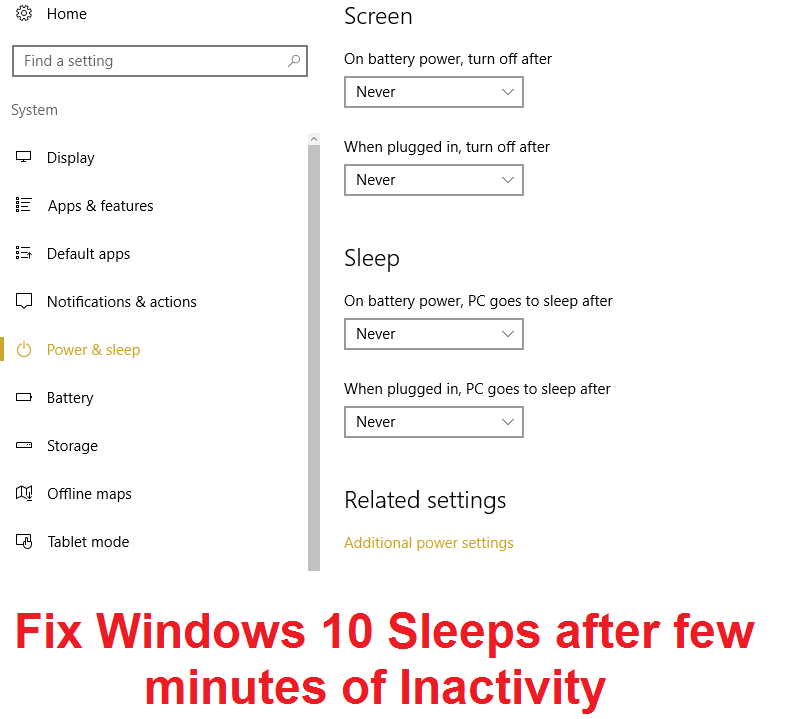 ✅ Arreglar Windows 10 se suspende después de unos minutos de inactividad