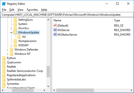 Navigieren Sie zu Windowsupdate-Registrierungsschlüssel 1-3357370