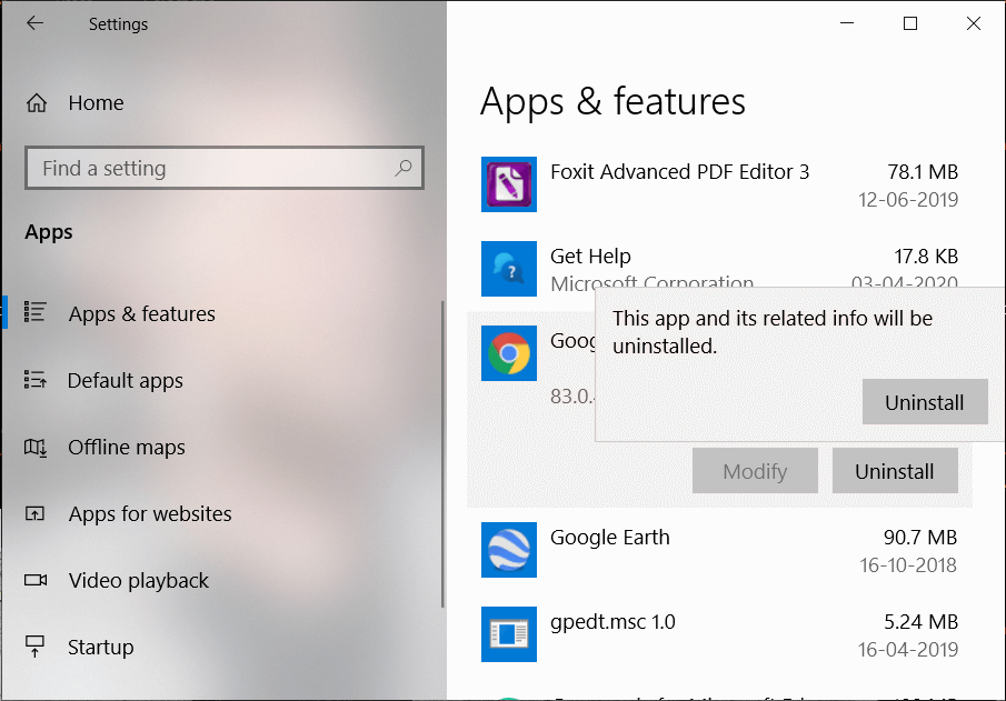 cliquez à nouveau sur le bouton de désinstallation pour confirmer la désinstallation de chrome-3009635