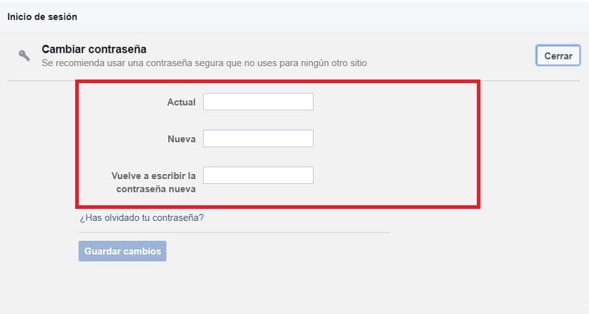 Cambiar la contraseña de Facebook