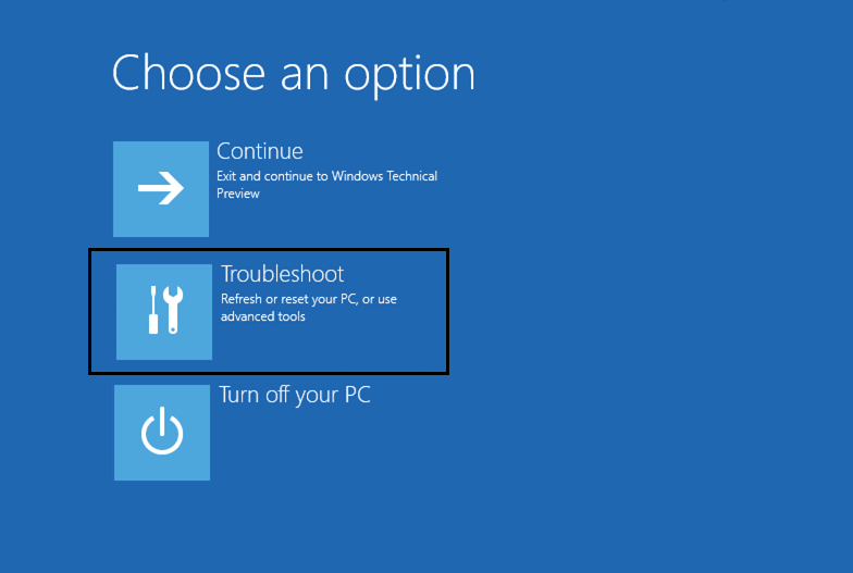 Elija una opción en la reparación de inicio automático de Windows 10