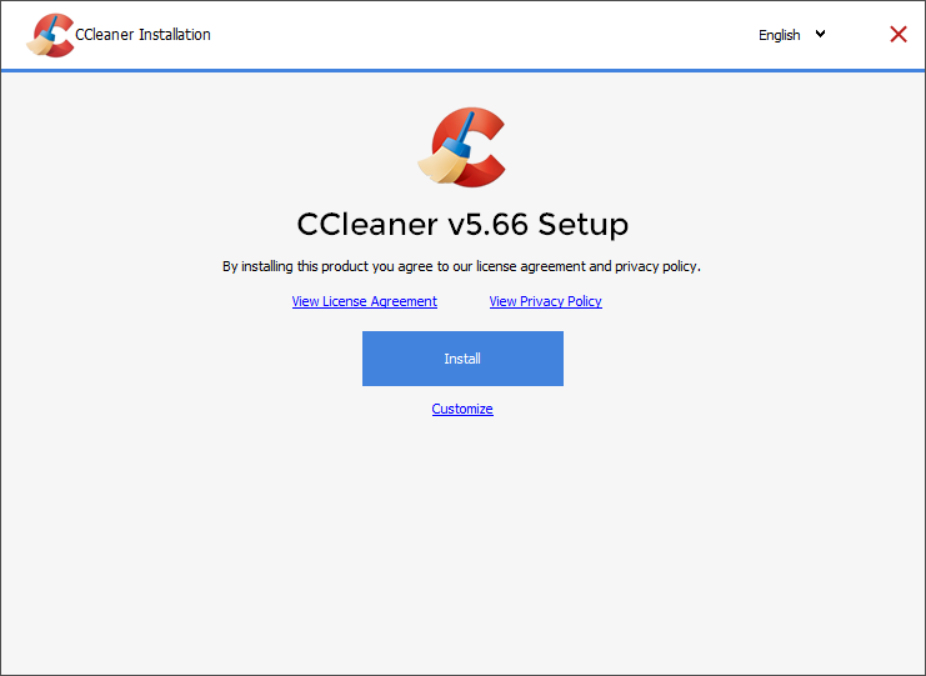 Haga clic en el botón Instalar para instalar CCleaner