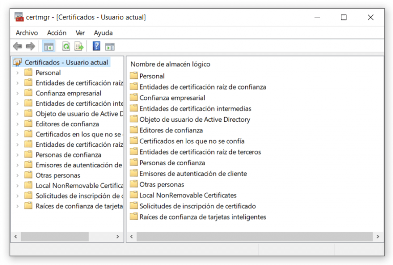 ¿Cómo ver los certificados digitales instalados en Windows 10? R