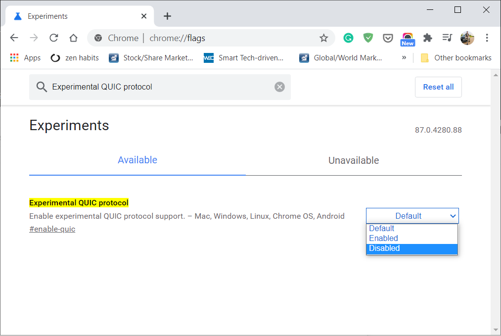 Desactivar el protocolo QUIC experimental |  Solucionar el error No se puede acceder a este sitio en Google Chrome