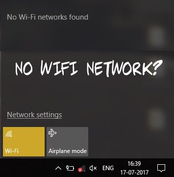 no networks found windows 10