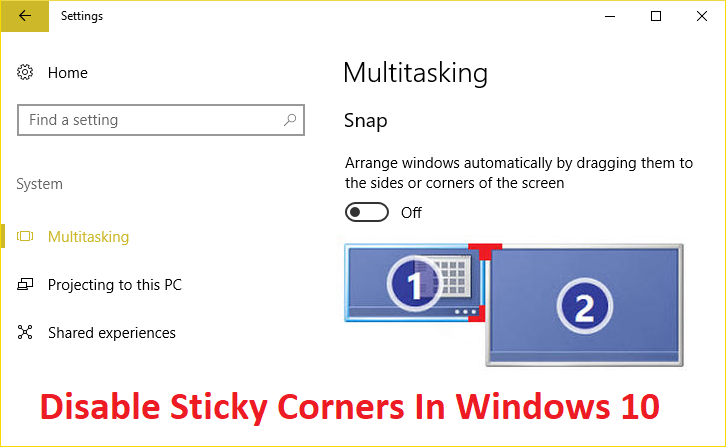 Cómo deshabilitar las esquinas adhesivas en Windows 10