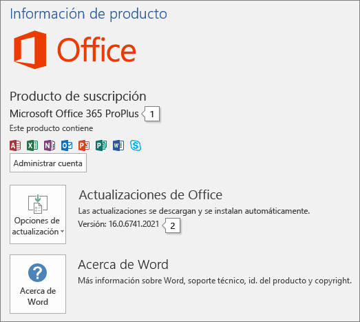 Información de Microsoft Office