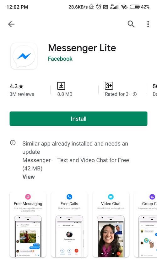 Installieren Sie die neueste Version von Messenger-Lite-App 8002064