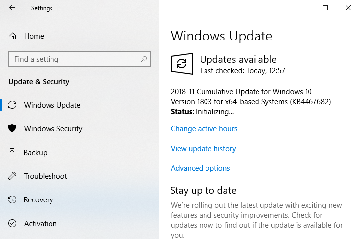 Ahora busque Windows Update manualmente e instale las actualizaciones pendientes