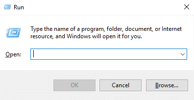 Abra el cuadro de diálogo Ejecutar haciendo clic en la tecla de Windows + R
