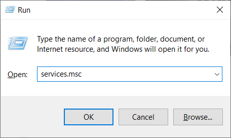 Presione la tecla de Windows + R y luego escriba services.msc