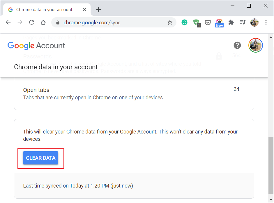 Restablecer la sincronización de perfiles de Google Chrome